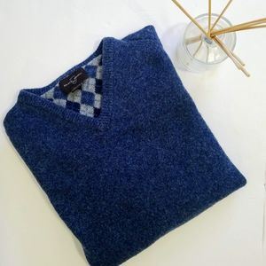 BLACK BROWN 1826 V-NECK MEN'S SWEATER 100% Wool